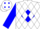 White, blue diamond, white diamonds on blue sleeves