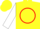Yellow, red 'w' in circle, red and white checker board on sleeves