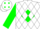 White, white '$' on green diamond, white diamonds on green sleeves