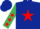 Dark blue, red star, emerald green sleeves, red stars, dark blue cap