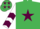 Emerald green, maroon star, white sleeves, maroon chevrons, emerald green cap, maroon stars