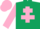Dark Green, Pink Cross of Lorraine, sleeves and cap