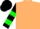 Tan, Black and Green hooped sleeves, Black cap