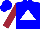 Blue & maroon, white triangle, blue sleeve, maroon sleeve