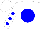 White, blue ball, blue dots on sleeves, white cap
