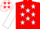 Red body, white stars, white arms, white cap, red stars