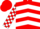 Red, white chevrons, checked sleeves, red cap