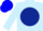 Light blue, white 'b' on dark blue ball, dark blue bars on light blue sleeves, blue cap