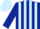 Dark blue and light blue stripes, dark blue sleeves, light blue cap