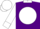 Purple, white collar, purple rd on white ball, white cuffs on sleeves, purple and white cap