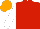 Red, white sleeves, orange cap