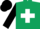 Dark green, white cross belts, black sleeves and cap