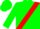 Kelly green, red sash, red band on sleeves