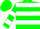 Green, white hoops, white bars on sleeves