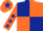Dark Blue and Orange (quartered), Orange sleeves, Dark Blue stars, Orange cap, Dark Blue star