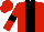 Red, black panel, black armlet, red cap