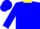 Blue, yellow collar and emblem, blue cap