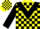 Yellow, black triangular panel, black blocks on sleeves