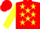 Red, yellow stars, red hoops on yellow sleeves, red cap