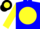 Blue, yellow ball, black horsehead, yellow ball on sleeves