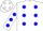 White, blue dots