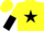 Yellow body, black star, yellow arms, black halved, yellow cap