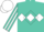 Turquoise, white diamond hoop, white diamond stripe on sleeves, white cap