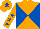 Orange & royal blue diabolo, royal blue stars on sleeves, royal blue star on cap