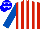 Red and white stripes, royal blue sleeves, blue cap, white stars