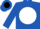Royal blue, black '>>' on white ball
