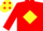Red, yellow diamond, yellow cap, red spots