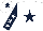 White, dark blue star, dark blue sleeves, white stars, white cap, dark blue star