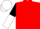 Red, Black and White halved sleeves, White cap