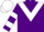 Purple, white triangular panel, white bars on sleeves, purple and white cap
