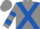 Grey,  royal blue cross sashes, royal blue bars on sleeves