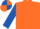 Orange, royal blue sleeves, royal blue and orange quartered cap