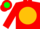 Red, green lantern on gold ball