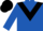 Royal blue, black w chevron and  'lc', royal blue sleeves, black cap