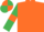 Orange, Emerald Green sleeves, Orange armlets, quartered cap