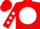 Red, red h on white ball in wreath, white diamonds on sleeves, red cap