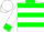 White,green collar & cuffs,red & green hoops