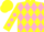 Yellow,pink diamonds on front & back,pink trim