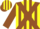 Yellow, brown cross sashes, brown stripes on sleeves