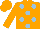 Orange, light blue dots
