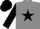 Grey body, black star, black arms, black cap