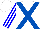 White, royal blue cross sashes, blue stripes on sleeves, white cap