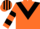 Orange, black chevron, hooped sleeves, striped cap