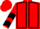Red, Black seams, chevrons on sleeves, Red cap