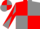 Red and grey (quartered), grey and red diabolo on sleeves, quartered cap