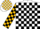 White with gold & black blocks